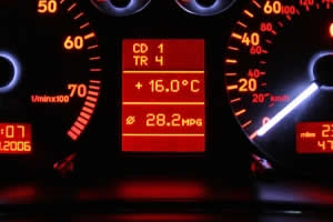 Modern Dashboard Showing mpg on Digital Display